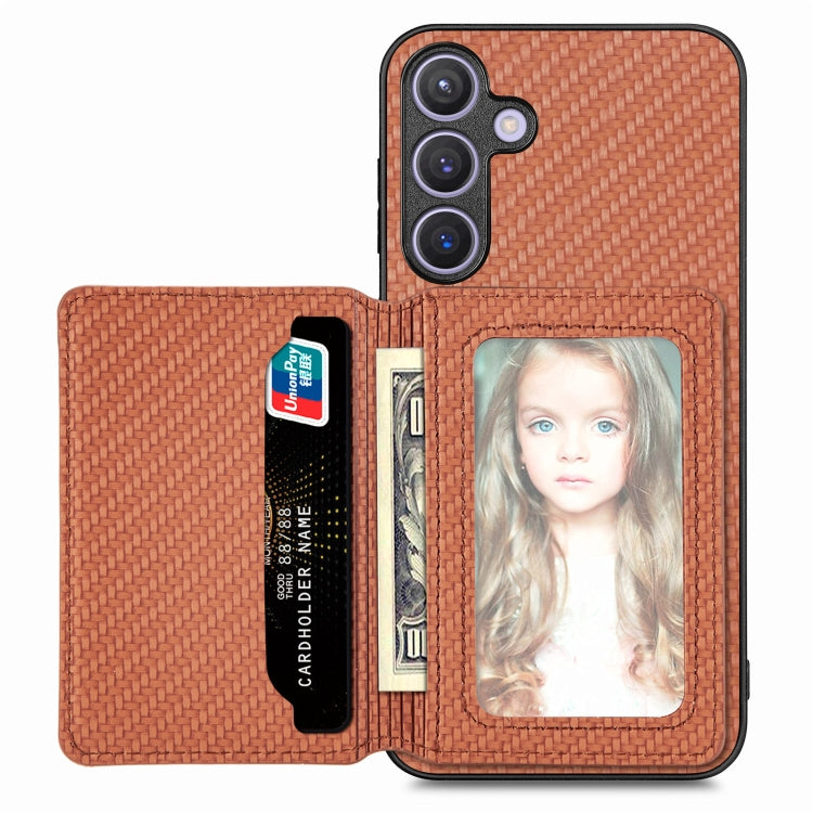 Carbon Fiber Magnetic Card Wallet RFID Blocking Phone Case, For Samsung Galaxy S24 Ultra 5G, For Samsung Galaxy S24+ 5G, For Samsung Galaxy S24 5G, For Samsung Galaxy S23 FE 5G