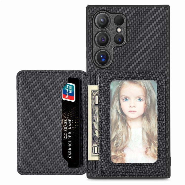 Carbon Fiber Magnetic Card Wallet RFID Blocking Phone Case, For Samsung Galaxy S24 Ultra 5G, For Samsung Galaxy S24+ 5G, For Samsung Galaxy S24 5G, For Samsung Galaxy S23 FE 5G