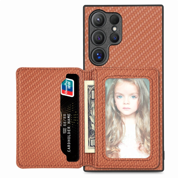 Carbon Fiber Magnetic Card Wallet RFID Blocking Phone Case, For Samsung Galaxy S24 Ultra 5G, For Samsung Galaxy S24+ 5G, For Samsung Galaxy S24 5G, For Samsung Galaxy S23 FE 5G
