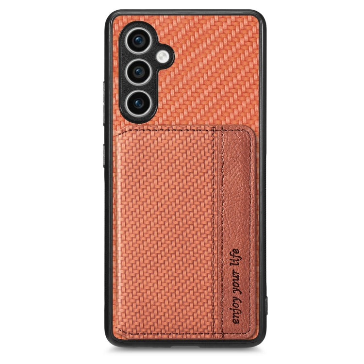 Carbon Fiber Magnetic Card Wallet RFID Blocking Phone Case, For Samsung Galaxy S24 Ultra 5G, For Samsung Galaxy S24+ 5G, For Samsung Galaxy S24 5G, For Samsung Galaxy S23 FE 5G