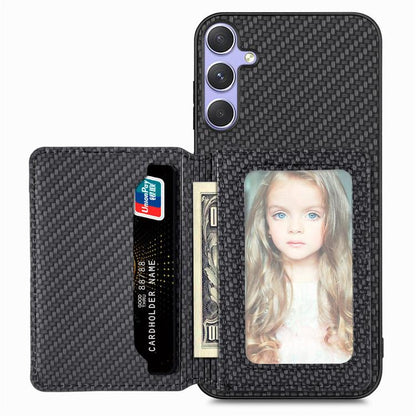 Carbon Fiber Magnetic Card Wallet RFID Blocking Phone Case, For Samsung Galaxy S25 Edge 5G, For Samsung Galaxy A56 5G, For Samsung Galaxy A36, For Samsung Galaxy S25 5G