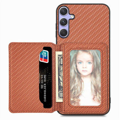 Carbon Fiber Magnetic Card Wallet RFID Blocking Phone Case, For Samsung Galaxy A36, For Samsung Galaxy S25 5G, For Samsung Galaxy S25+ 5G, For Samsung Galaxy S25 Ultra 5G