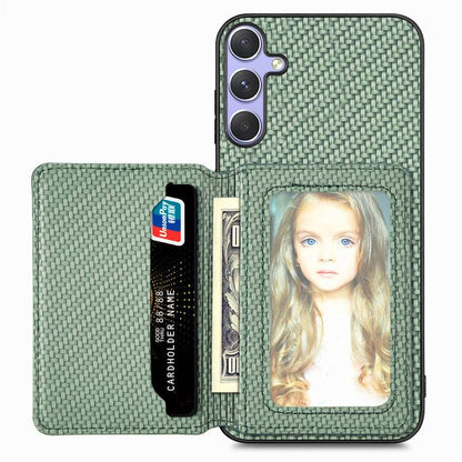 Carbon Fiber Magnetic Card Wallet RFID Blocking Phone Case, For Samsung Galaxy A36, For Samsung Galaxy S25 5G, For Samsung Galaxy S25+ 5G, For Samsung Galaxy S25 Ultra 5G