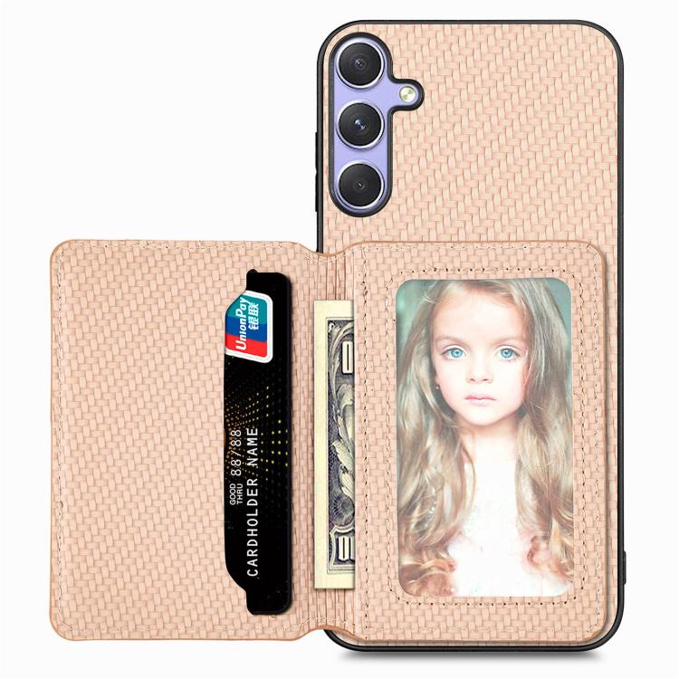 Carbon Fiber Magnetic Card Wallet RFID Blocking Phone Case, For Samsung Galaxy A36, For Samsung Galaxy S25 5G, For Samsung Galaxy S25+ 5G, For Samsung Galaxy S25 Ultra 5G