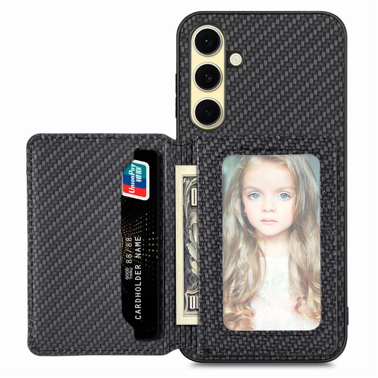 Carbon Fiber Magnetic Card Wallet RFID Blocking Phone Case, For Samsung Galaxy A36, For Samsung Galaxy S25 5G, For Samsung Galaxy S25+ 5G, For Samsung Galaxy S25 Ultra 5G