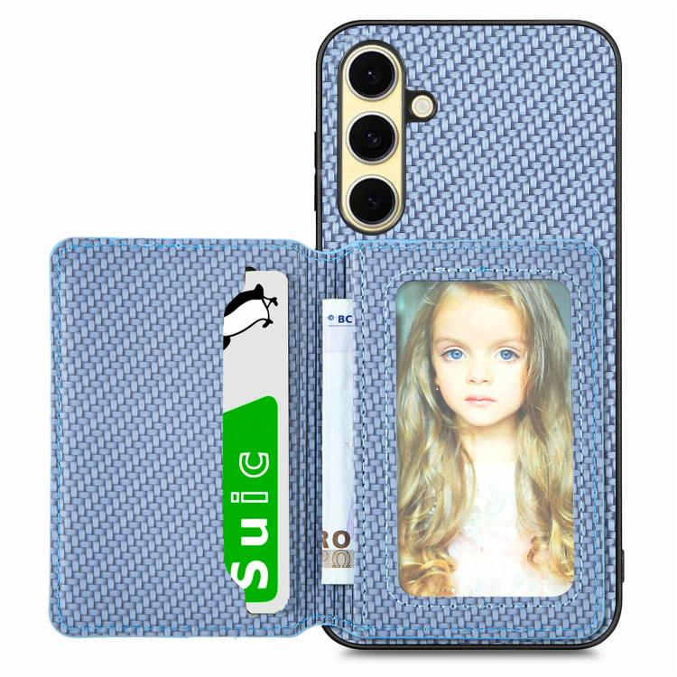 Carbon Fiber Magnetic Card Wallet RFID Blocking Phone Case, For Samsung Galaxy S25 Edge 5G, For Samsung Galaxy A56 5G, For Samsung Galaxy A36, For Samsung Galaxy S25 5G