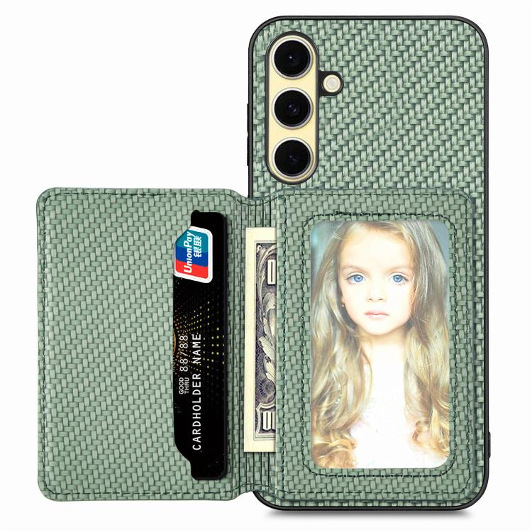 Carbon Fiber Magnetic Card Wallet RFID Blocking Phone Case, For Samsung Galaxy A36, For Samsung Galaxy S25 5G, For Samsung Galaxy S25+ 5G, For Samsung Galaxy S25 Ultra 5G