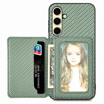 Carbon Fiber Magnetic Card Wallet RFID Blocking Phone Case, For Samsung Galaxy A36, For Samsung Galaxy S25 5G, For Samsung Galaxy S25+ 5G, For Samsung Galaxy S25 Ultra 5G
