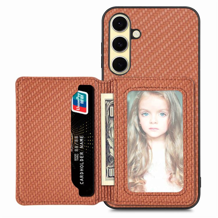 Carbon Fiber Magnetic Card Wallet RFID Blocking Phone Case, For Samsung Galaxy A57 5G, For Samsung Galaxy A37 5G, For Samsung Galaxy S25 Edge 5G, For Samsung Galaxy A56 5G