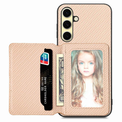 Carbon Fiber Magnetic Card Wallet RFID Blocking Phone Case, For Samsung Galaxy S25 Edge 5G, For Samsung Galaxy A56 5G, For Samsung Galaxy A36, For Samsung Galaxy S25 5G