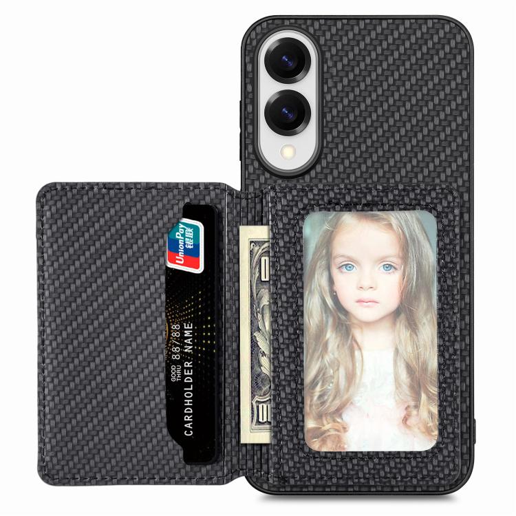 Carbon Fiber Magnetic Card Wallet RFID Blocking Phone Case, For Samsung Galaxy S25 Edge 5G, For Samsung Galaxy A56 5G, For Samsung Galaxy A36, For Samsung Galaxy S25 5G