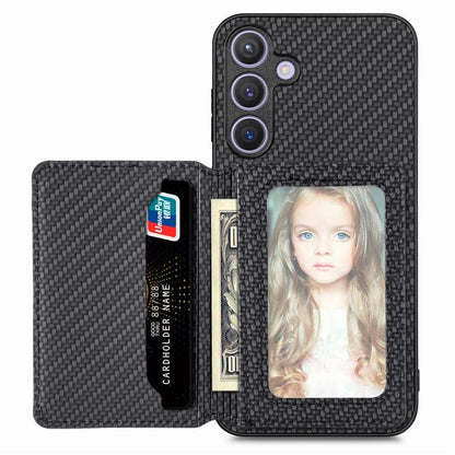 Carbon Fiber Magnetic Card Wallet RFID Blocking Phone Case, For Samsung Galaxy A57 5G, For Samsung Galaxy A37 5G, For Samsung Galaxy S25 Edge 5G, For Samsung Galaxy A56 5G