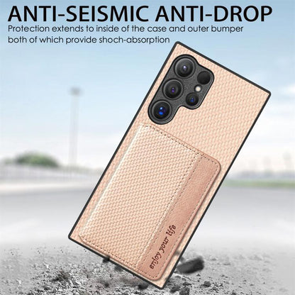 Carbon Fiber Magnetic Card Wallet RFID Blocking Phone Case, For Samsung Galaxy S24 Ultra 5G, For Samsung Galaxy S24+ 5G, For Samsung Galaxy S24 5G, For Samsung Galaxy S23 FE 5G
