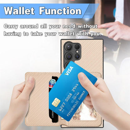 Carbon Fiber Magnetic Card Wallet RFID Blocking Phone Case, For Samsung Galaxy A57 5G, For Samsung Galaxy A37 5G, For Samsung Galaxy S25 Edge 5G, For Samsung Galaxy A56 5G