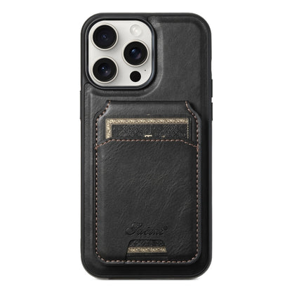 Suteni H15 MagSafe Oil Eax Leather Detachable Wallet Back Phone Case, For iPhone 16 Pro, For iPhone 16 Plus, For iPhone 16, For iPhone 15 Pro Max