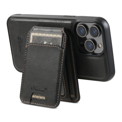 Suteni H15 MagSafe Oil Eax Leather Detachable Wallet Back Phone Case, For iPhone 15 Pro, For iPhone 15 Plus, For iPhone 15, For iPhone 14 Plus