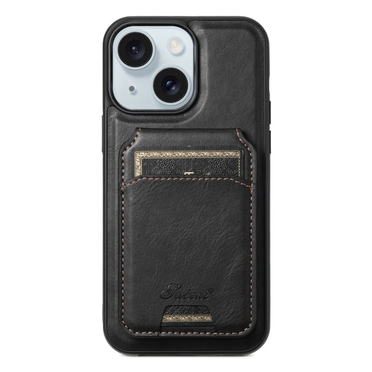 Suteni H15 MagSafe Oil Eax Leather Detachable Wallet Back Phone Case, For iPhone 15 Pro, For iPhone 15 Plus, For iPhone 15, For iPhone 14 Plus