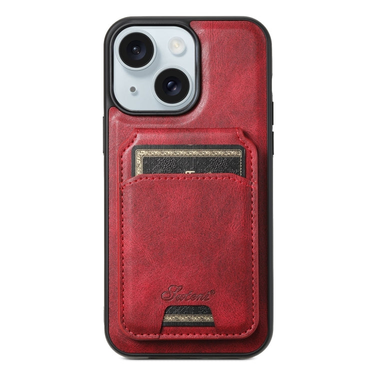 Suteni H15 MagSafe Oil Eax Leather Detachable Wallet Back Phone Case, For iPhone 15 Pro, For iPhone 15 Plus, For iPhone 15, For iPhone 14 Plus