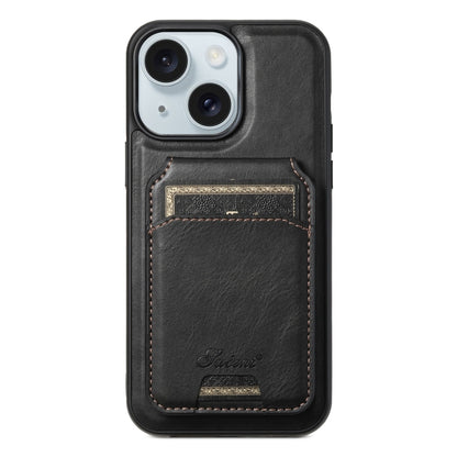 Suteni H15 MagSafe Oil Eax Leather Detachable Wallet Back Phone Case, For iPhone 15 Pro, For iPhone 15 Plus, For iPhone 15, For iPhone 14 Plus