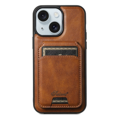 Suteni H15 MagSafe Oil Eax Leather Detachable Wallet Back Phone Case, For iPhone 15 Pro, For iPhone 15 Plus, For iPhone 15, For iPhone 14 Plus