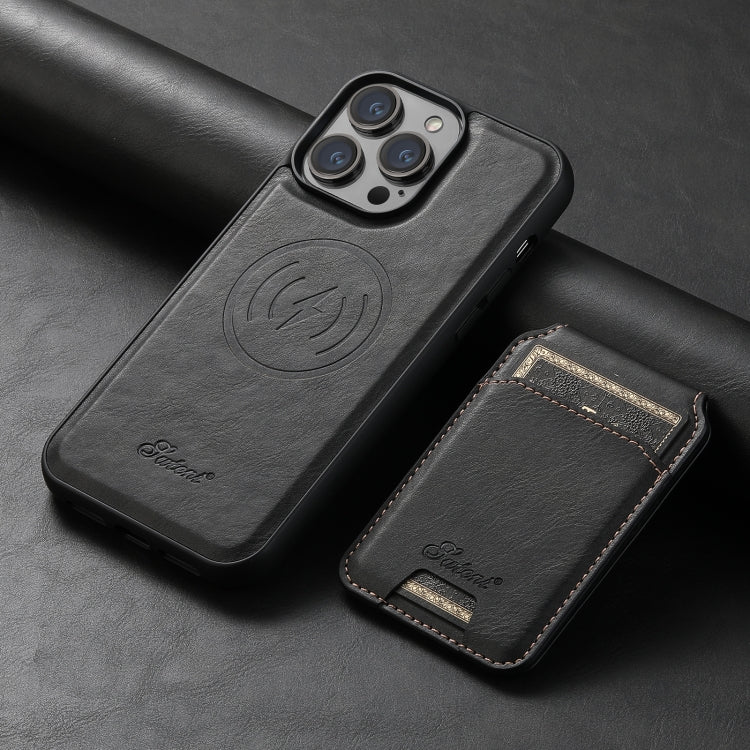 Suteni H15 MagSafe Oil Eax Leather Detachable Wallet Back Phone Case, For iPhone 13 Pro, For iPhone 13, For iPhone 12, For iPhone 12 Pro Max