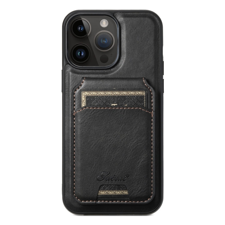 Suteni H15 MagSafe Oil Eax Leather Detachable Wallet Back Phone Case, For iPhone 13 Pro, For iPhone 13, For iPhone 12, For iPhone 12 Pro Max