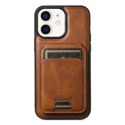 Suteni H15 MagSafe Oil Eax Leather Detachable Wallet Back Phone Case, For iPhone 13 Pro, For iPhone 13, For iPhone 12, For iPhone 12 Pro Max