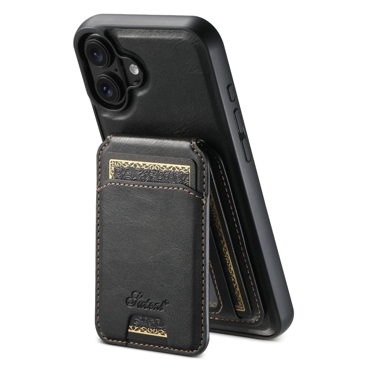 Suteni H15 MagSafe Oil Eax Leather Detachable Wallet Back Phone Case, For iPhone 16 Pro, For iPhone 16 Plus, For iPhone 16, For iPhone 15 Pro Max