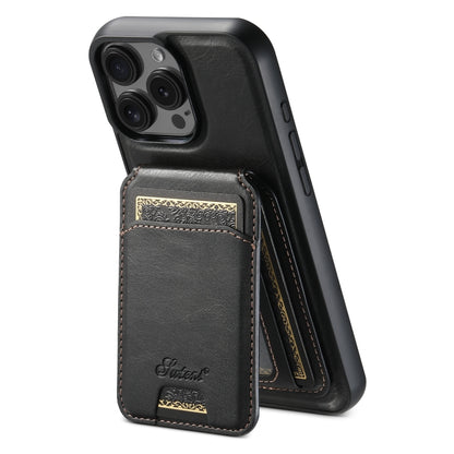 Suteni H15 MagSafe Oil Eax Leather Detachable Wallet Back Phone Case, For iPhone 16 Pro, For iPhone 16 Plus, For iPhone 16, For iPhone 15 Pro Max