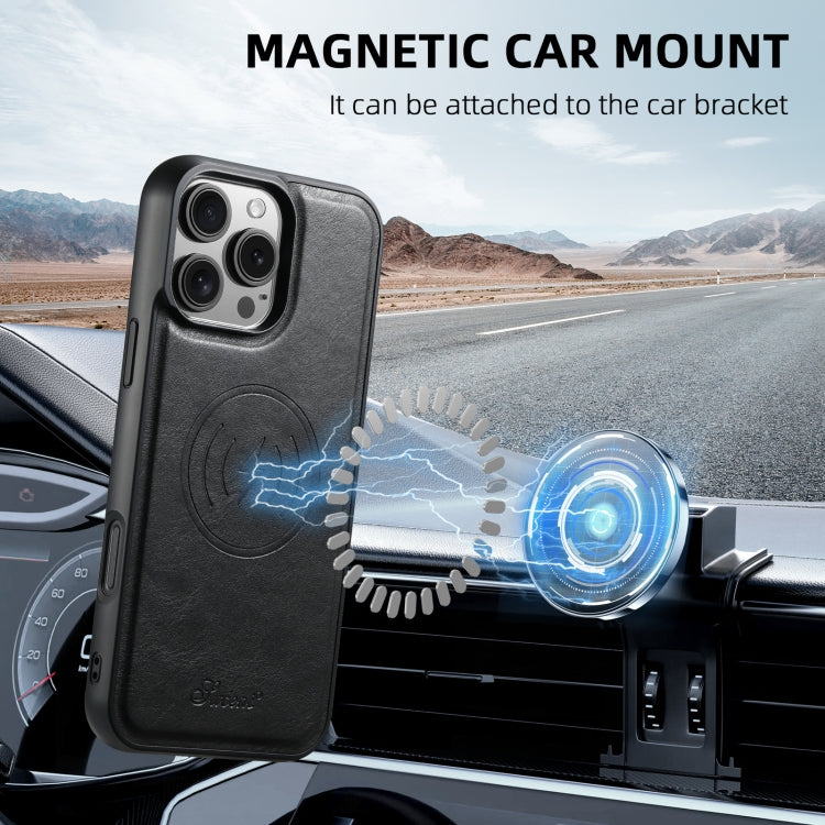 Suteni H15 MagSafe Oil Eax Leather Detachable Wallet Back Phone Case, For iPhone 16 Pro, For iPhone 16 Plus, For iPhone 16, For iPhone 15 Pro Max