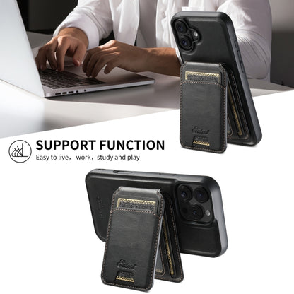 Suteni H15 MagSafe Oil Eax Leather Detachable Wallet Back Phone Case, For iPhone 16 Pro, For iPhone 16 Plus, For iPhone 16, For iPhone 15 Pro Max