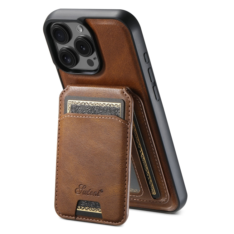Suteni H15 MagSafe Oil Eax Leather Detachable Wallet Back Phone Case, For iPhone 16 Pro, For iPhone 16 Plus, For iPhone 16, For iPhone 15 Pro Max