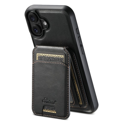 Suteni H15 MagSafe Oil Eax Leather Detachable Wallet Back Phone Case, For iPhone 16 Pro, For iPhone 16 Plus, For iPhone 16, For iPhone 15 Pro Max