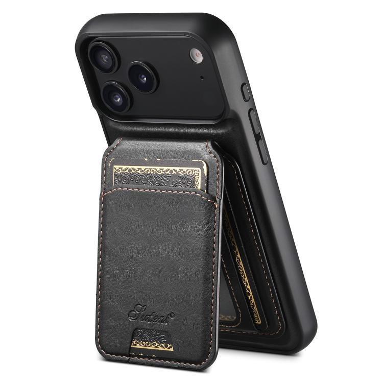 Suteni H15 MagSafe Oil Eax Leather Detachable Wallet Back Phone Case, For iPhone 18, For iPhone 18 Pro, For iPhone 18 Pro Max, For iPhone 17 Pro Max