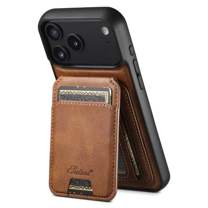 Suteni H15 MagSafe Oil Eax Leather Detachable Wallet Back Phone Case, For iPhone 18, For iPhone 18 Pro, For iPhone 18 Pro Max, For iPhone 17 Pro Max
