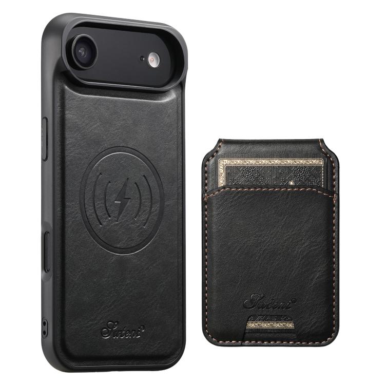 Suteni H15 MagSafe Oil Eax Leather Detachable Wallet Back Phone Case, For iPhone 17 Pro, For iPhone 17, For iPhone Air, For iPhone 16 Pro Max