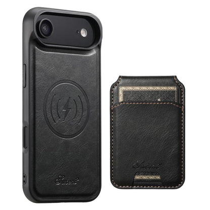Suteni H15 MagSafe Oil Eax Leather Detachable Wallet Back Phone Case, For iPhone 17 Pro, For iPhone 17, For iPhone Air, For iPhone 16 Pro Max