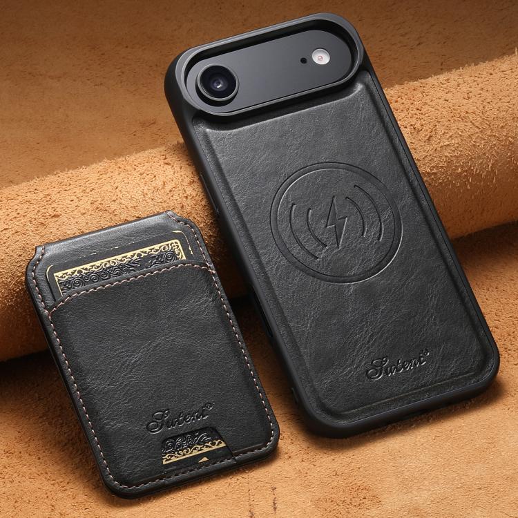 Suteni H15 MagSafe Oil Eax Leather Detachable Wallet Back Phone Case, For iPhone Air, For iPhone 16 Pro Max, For iPhone 16 Pro, For iPhone 16 Plus