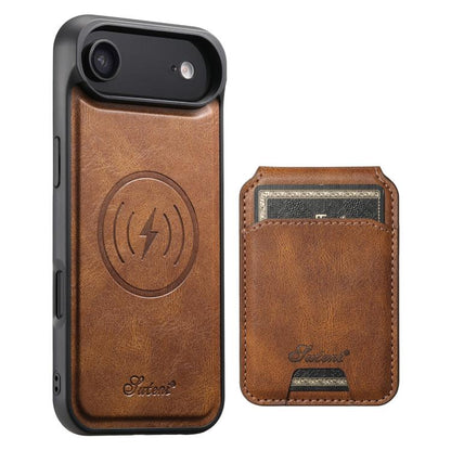 Suteni H15 MagSafe Oil Eax Leather Detachable Wallet Back Phone Case, For iPhone 17 Pro, For iPhone 17, For iPhone Air, For iPhone 16 Pro Max