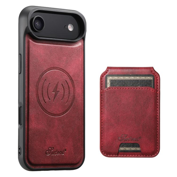 Suteni H15 MagSafe Oil Eax Leather Detachable Wallet Back Phone Case, For iPhone 17 Pro, For iPhone 17, For iPhone Air, For iPhone 16 Pro Max