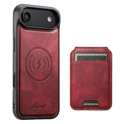 Suteni H15 MagSafe Oil Eax Leather Detachable Wallet Back Phone Case, For iPhone 17 Pro, For iPhone 17, For iPhone Air, For iPhone 16 Pro Max