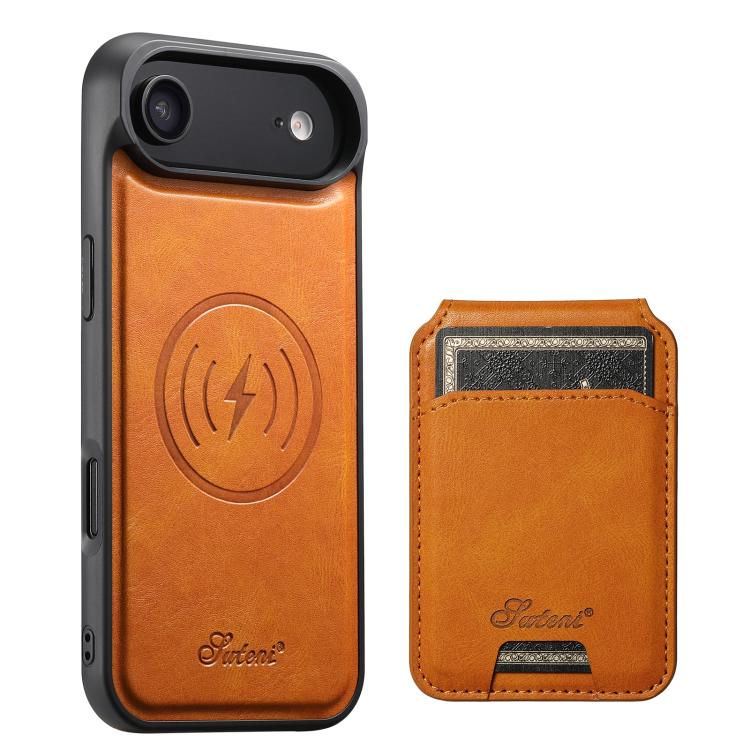 Suteni H15 MagSafe Oil Eax Leather Detachable Wallet Back Phone Case, For iPhone 17 Pro, For iPhone 17, For iPhone Air, For iPhone 16 Pro Max