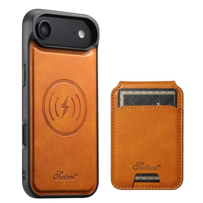 Suteni H15 MagSafe Oil Eax Leather Detachable Wallet Back Phone Case, For iPhone 17 Pro, For iPhone 17, For iPhone Air, For iPhone 16 Pro Max