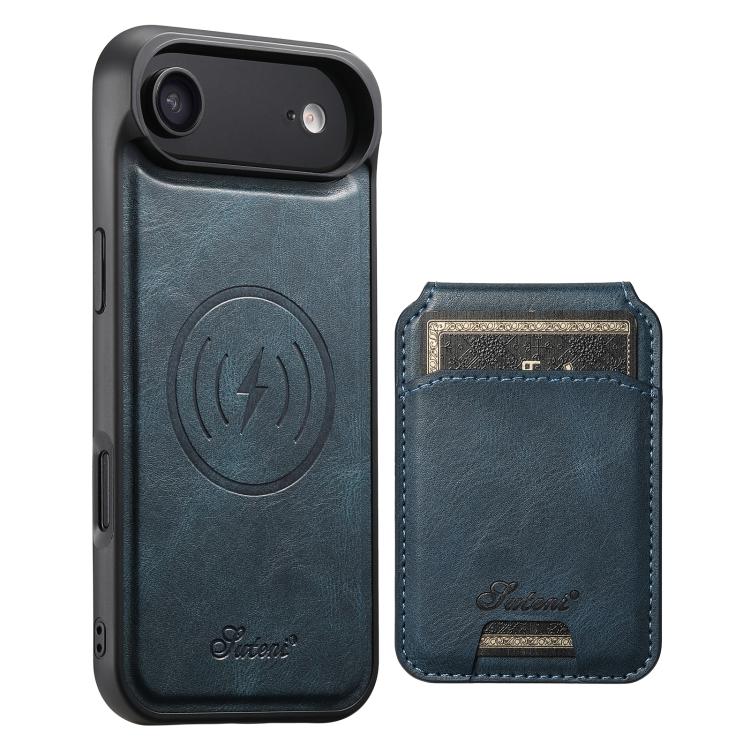 Suteni H15 MagSafe Oil Eax Leather Detachable Wallet Back Phone Case, For iPhone 17 Pro, For iPhone 17, For iPhone Air, For iPhone 16 Pro Max
