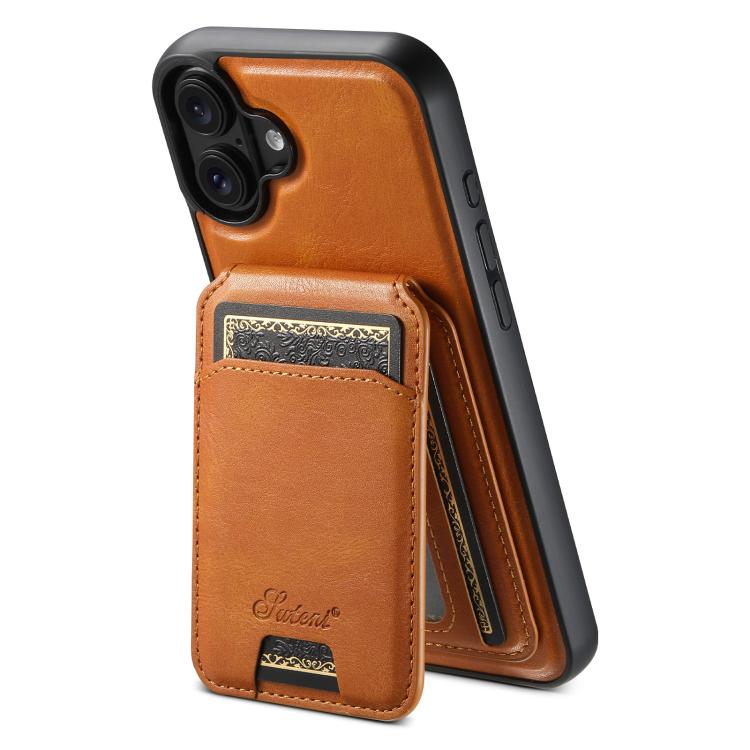 Suteni H15 MagSafe Oil Eax Leather Detachable Wallet Back Phone Case, For iPhone 17 Pro, For iPhone 17, For iPhone Air, For iPhone 16 Pro Max