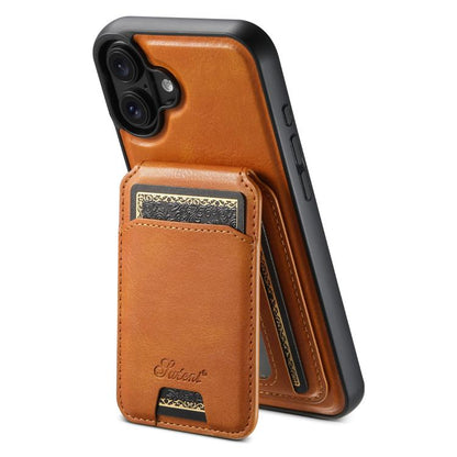 Suteni H15 MagSafe Oil Eax Leather Detachable Wallet Back Phone Case, For iPhone 18, For iPhone 18 Pro, For iPhone 18 Pro Max, For iPhone 17 Pro Max