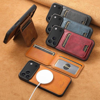 Suteni H15 MagSafe Oil Eax Leather Detachable Wallet Back Phone Case, For iPhone 18, For iPhone 18 Pro, For iPhone 18 Pro Max, For iPhone 17 Pro Max