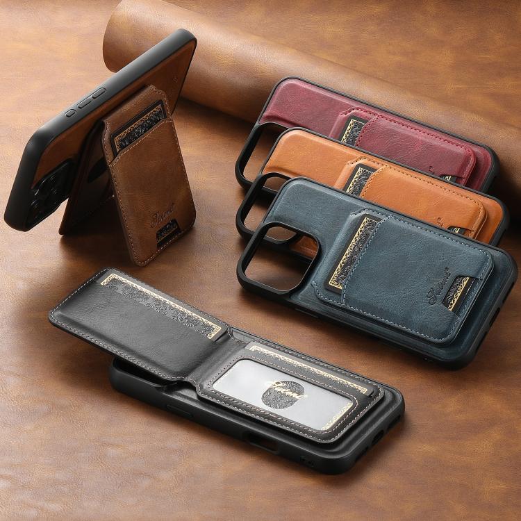 Suteni H15 MagSafe Oil Eax Leather Detachable Wallet Back Phone Case, For iPhone Air, For iPhone 16 Pro Max, For iPhone 16 Pro, For iPhone 16 Plus