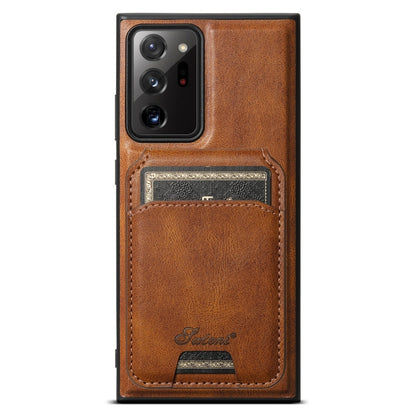 Suteni H15  Oil Eax Leather Detachable Wallet Back Phone Case, For Samsung Galaxy Note20 5G