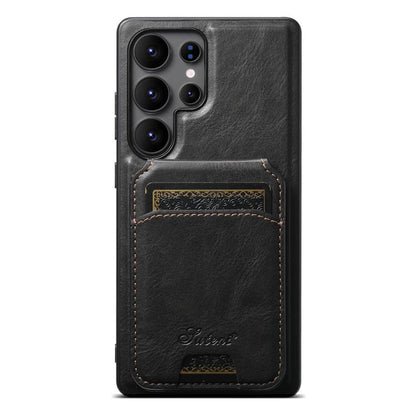 Suteni H15  Oil Eax Leather Detachable Wallet Back Phone Case, For Samsung Galaxy S25 5G, For Samsung Galaxy S25+ 5G, For Samsung Galaxy S25 Ultra 5G, For Samsung Galaxy S24 Ultra 5G, For Samsung Galaxy S24+ 5G
